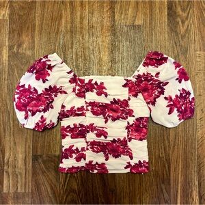 Versona Floral Puff sleeve crop top